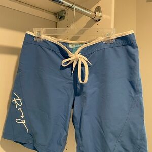 Roxy Quick Silver Blue and White Athletic Surf Board Shorts with Drawstring